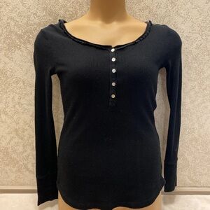Xhilaration Black Button-Front Long Sleeve Top